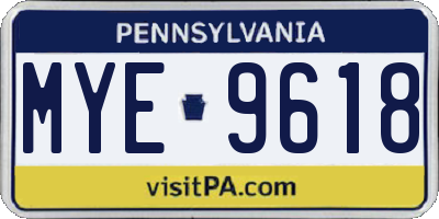 PA license plate MYE9618