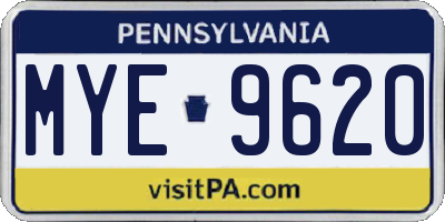 PA license plate MYE9620