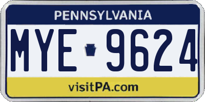 PA license plate MYE9624