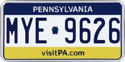 PA license plate MYE9626