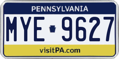 PA license plate MYE9627