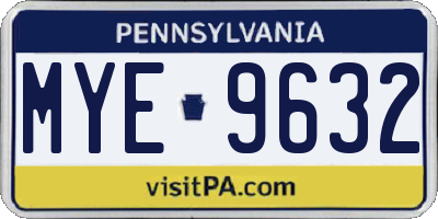 PA license plate MYE9632