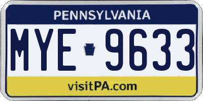 PA license plate MYE9633