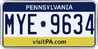 PA license plate MYE9634