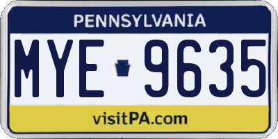 PA license plate MYE9635