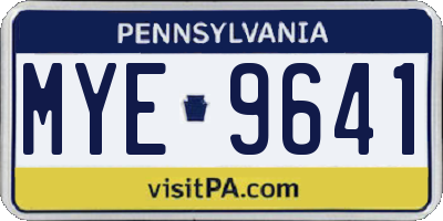 PA license plate MYE9641