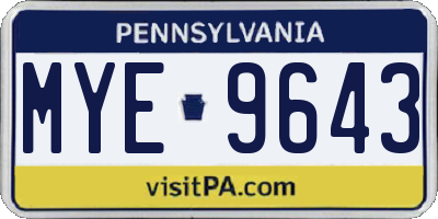 PA license plate MYE9643
