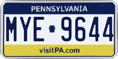 PA license plate MYE9644