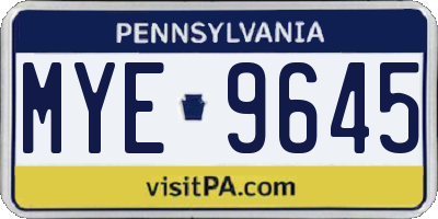 PA license plate MYE9645