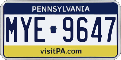 PA license plate MYE9647