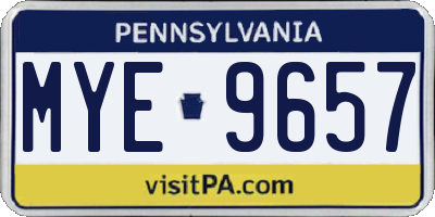 PA license plate MYE9657