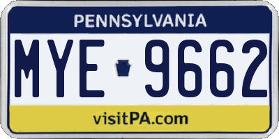 PA license plate MYE9662