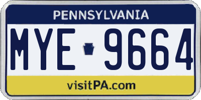PA license plate MYE9664