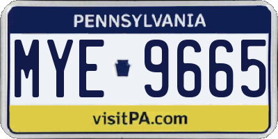 PA license plate MYE9665