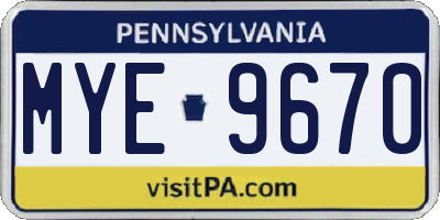 PA license plate MYE9670