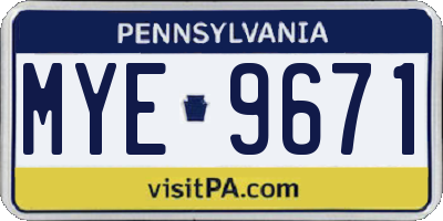 PA license plate MYE9671