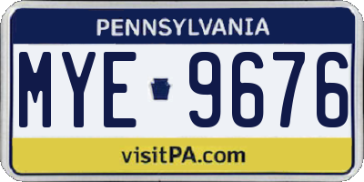 PA license plate MYE9676