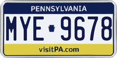 PA license plate MYE9678