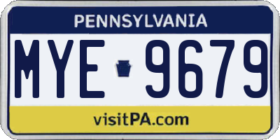 PA license plate MYE9679