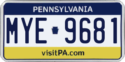 PA license plate MYE9681