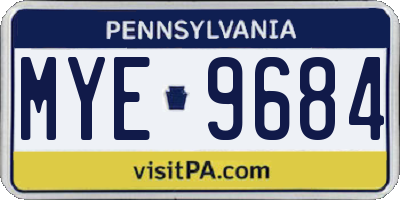 PA license plate MYE9684