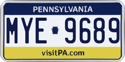 PA license plate MYE9689