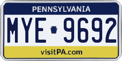 PA license plate MYE9692