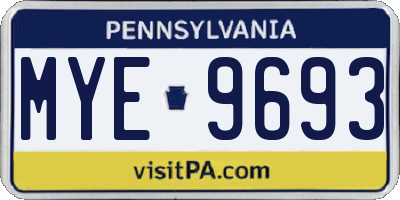 PA license plate MYE9693