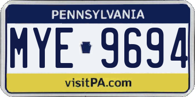 PA license plate MYE9694