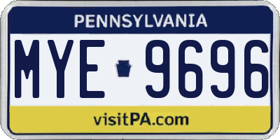 PA license plate MYE9696