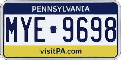 PA license plate MYE9698