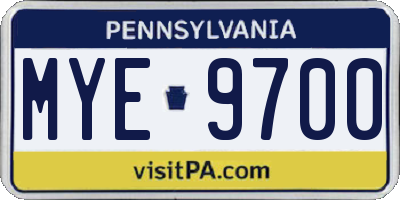 PA license plate MYE9700