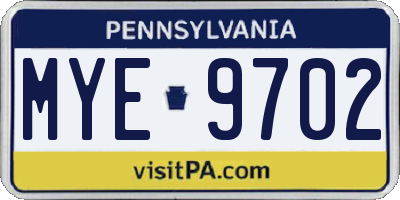 PA license plate MYE9702