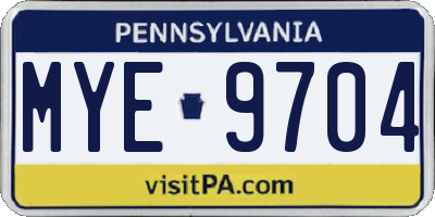 PA license plate MYE9704