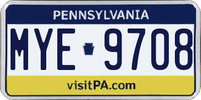 PA license plate MYE9708