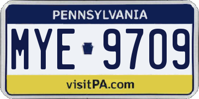 PA license plate MYE9709