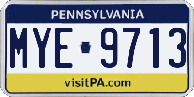 PA license plate MYE9713