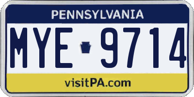 PA license plate MYE9714
