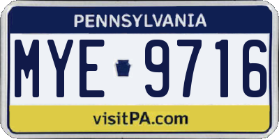 PA license plate MYE9716