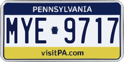 PA license plate MYE9717