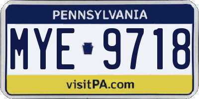 PA license plate MYE9718