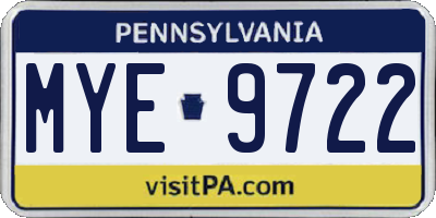 PA license plate MYE9722