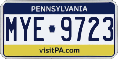PA license plate MYE9723