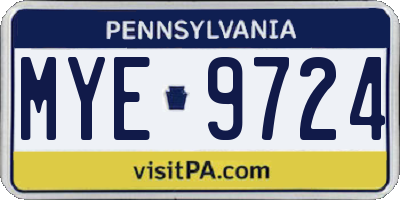 PA license plate MYE9724