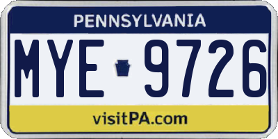 PA license plate MYE9726