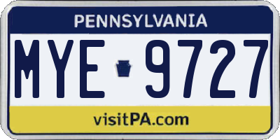 PA license plate MYE9727
