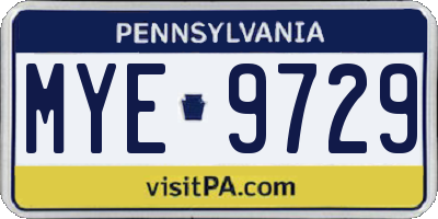 PA license plate MYE9729