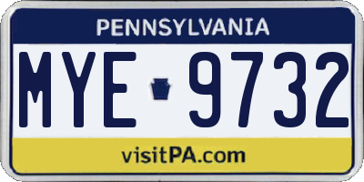 PA license plate MYE9732