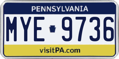 PA license plate MYE9736