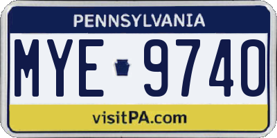 PA license plate MYE9740
